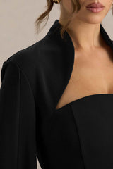 Black Square-Neck Maxi Dress With Cape Sleeves