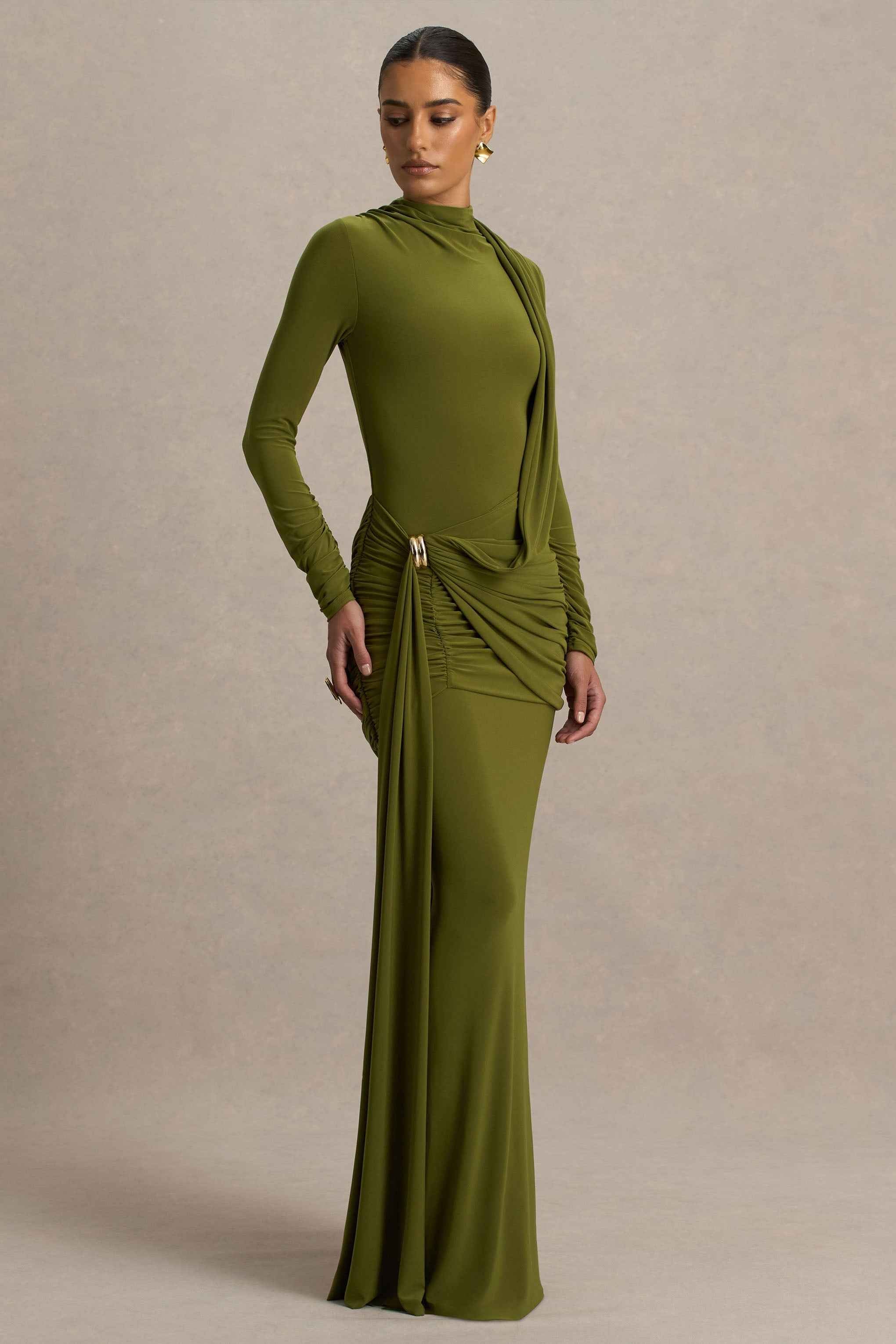 Melissa Maxi Dress - Olive Wrap Draped