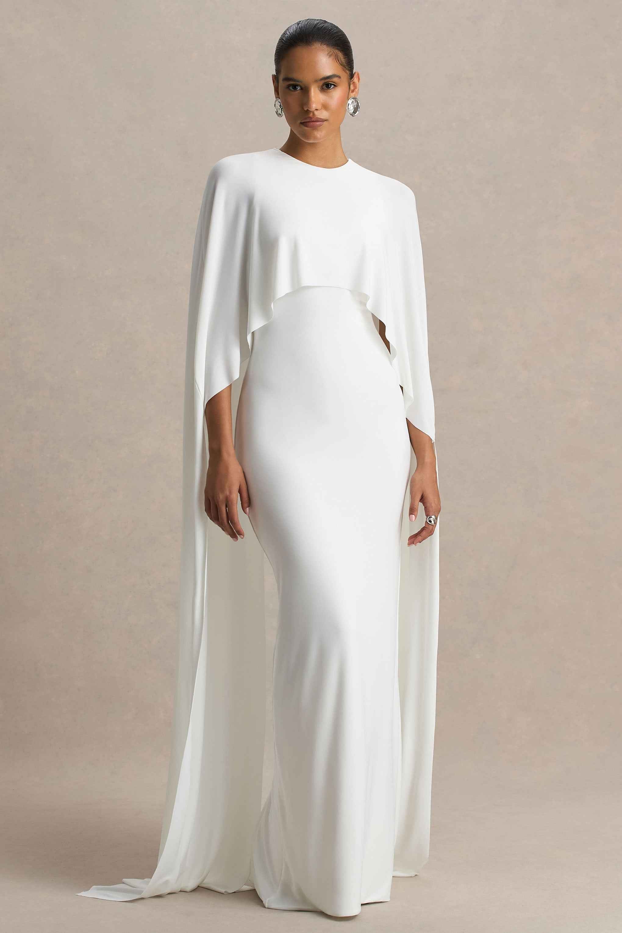 Padma Maxi Dress - White Cape Sleeves