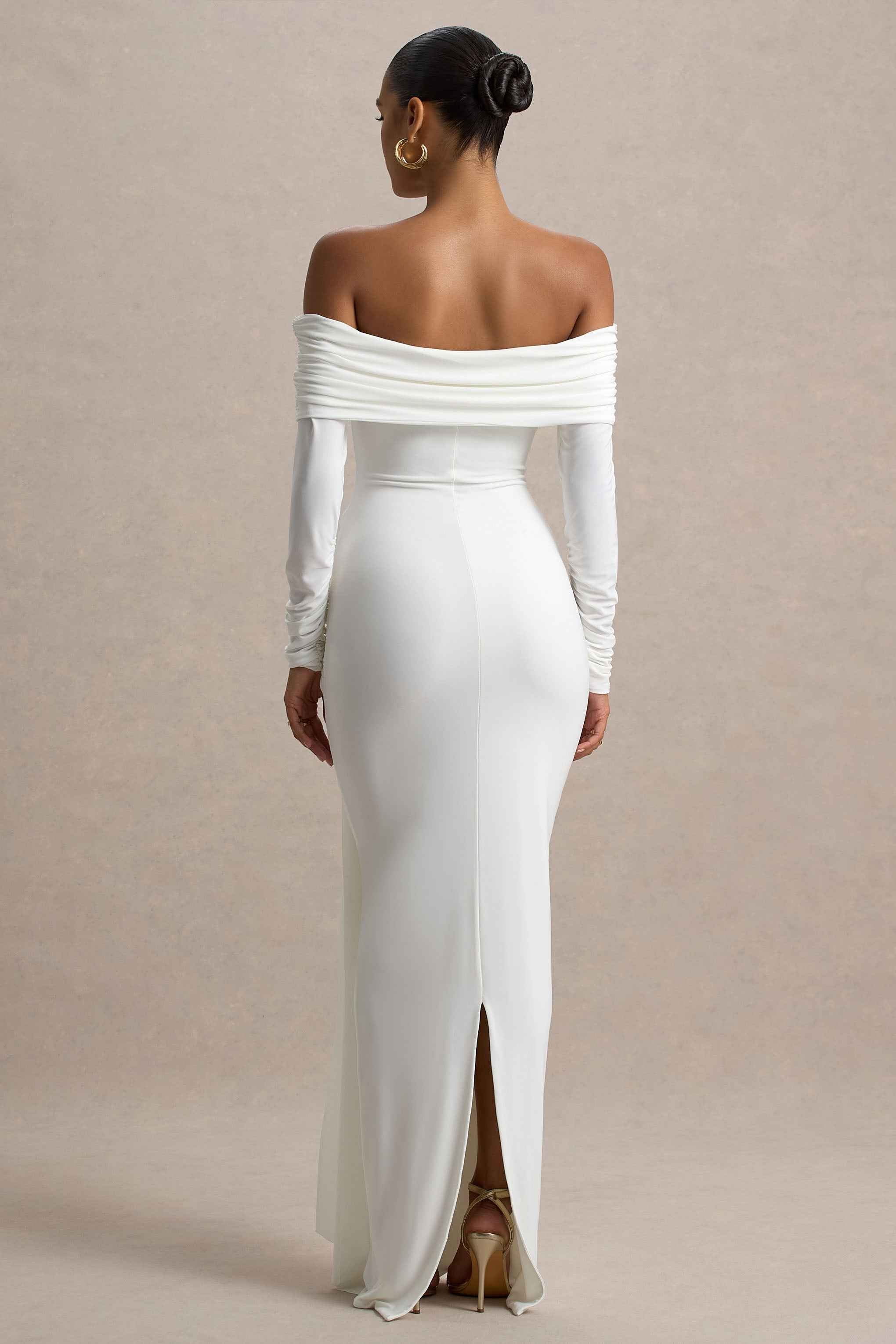 Jovie Maxi Dress - White Bardot Wrap