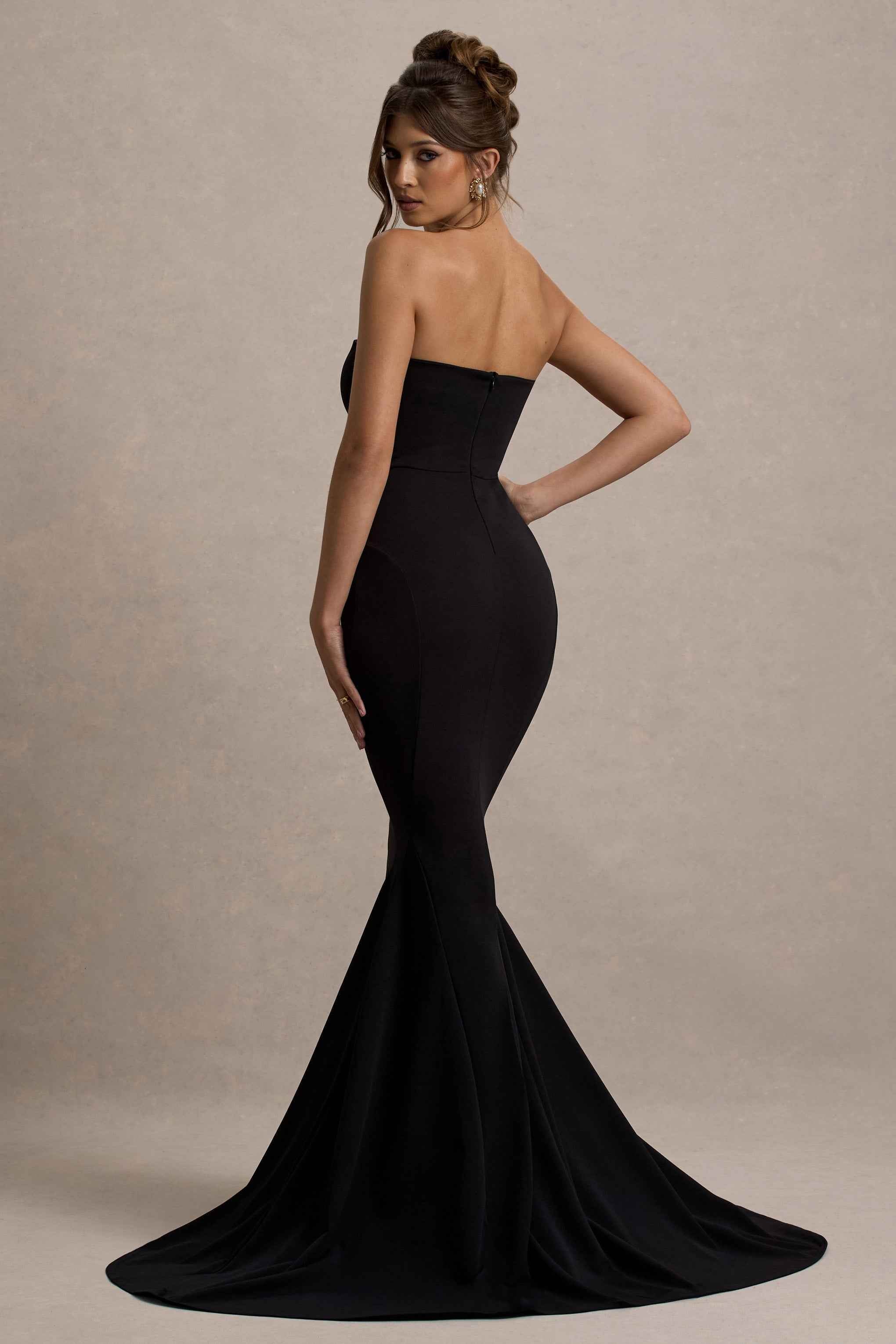 Impress Me Maxi Dress - Black Strapless Fishtail