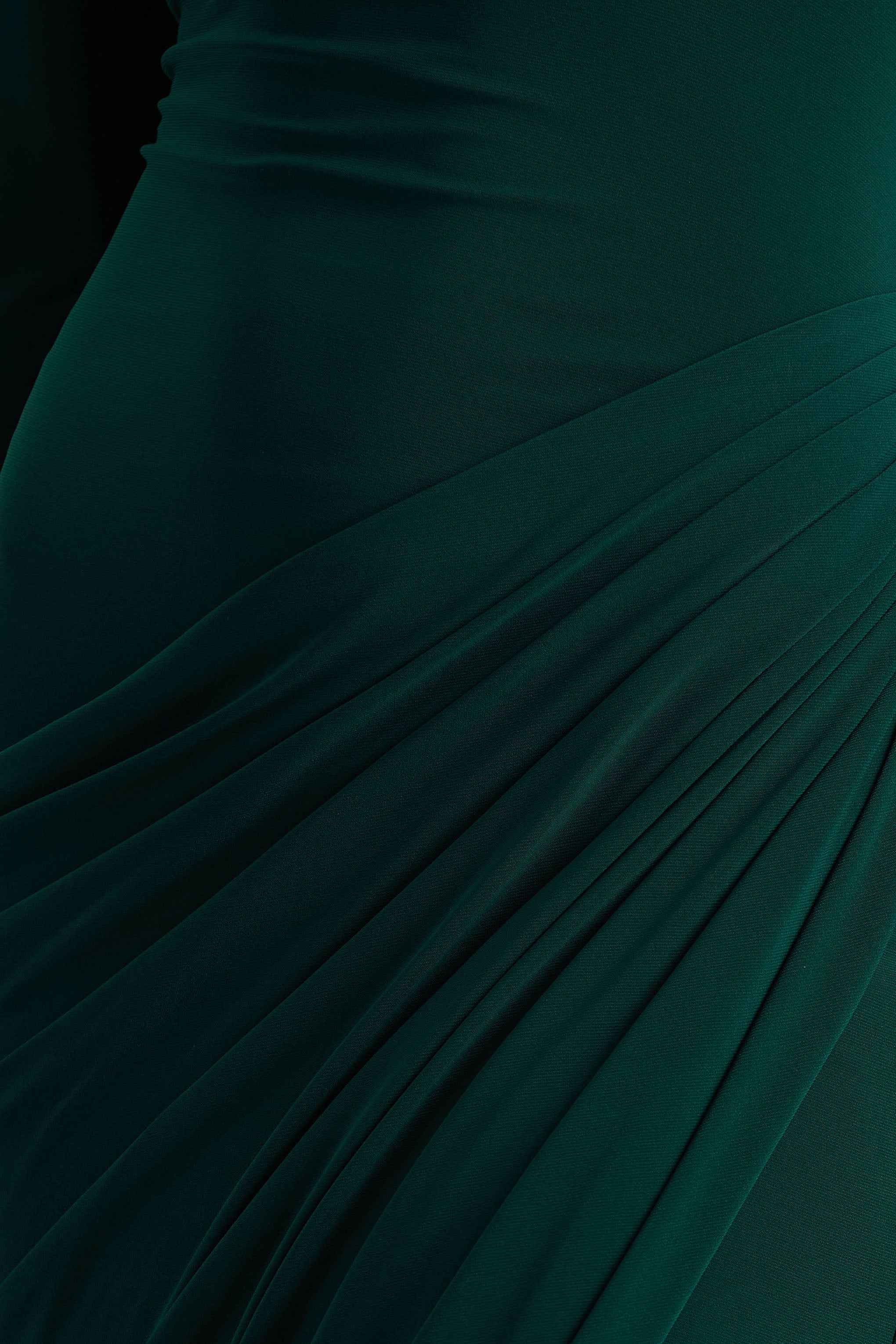Betsy Maxi Dress - Bottle Green Ruched High-Neck