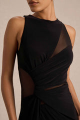 Black Crew-Neck Maxi Dress