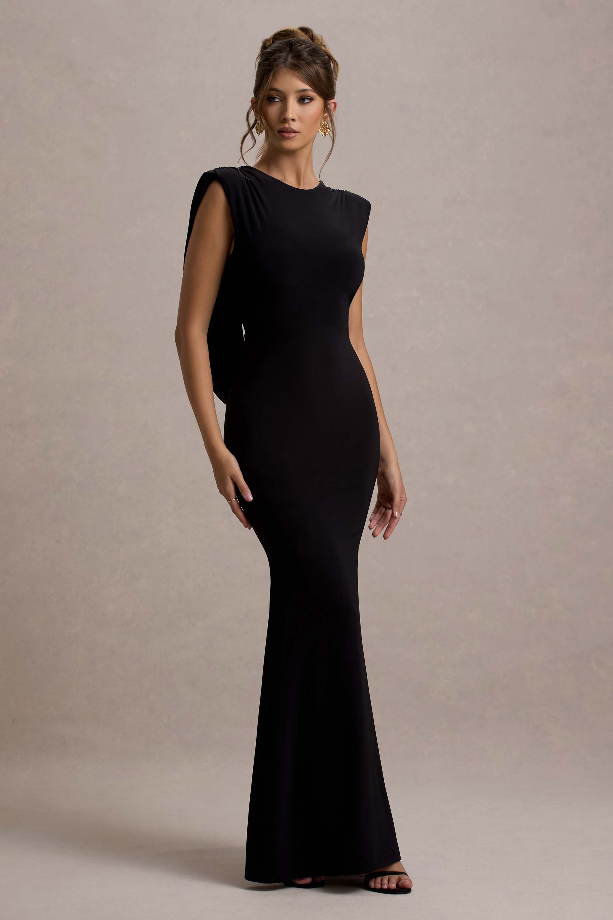 To The Moon Maxi Dress - Black Cowl-Back