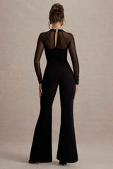 On Track Maxi Dress - Black Mesh Sleeves