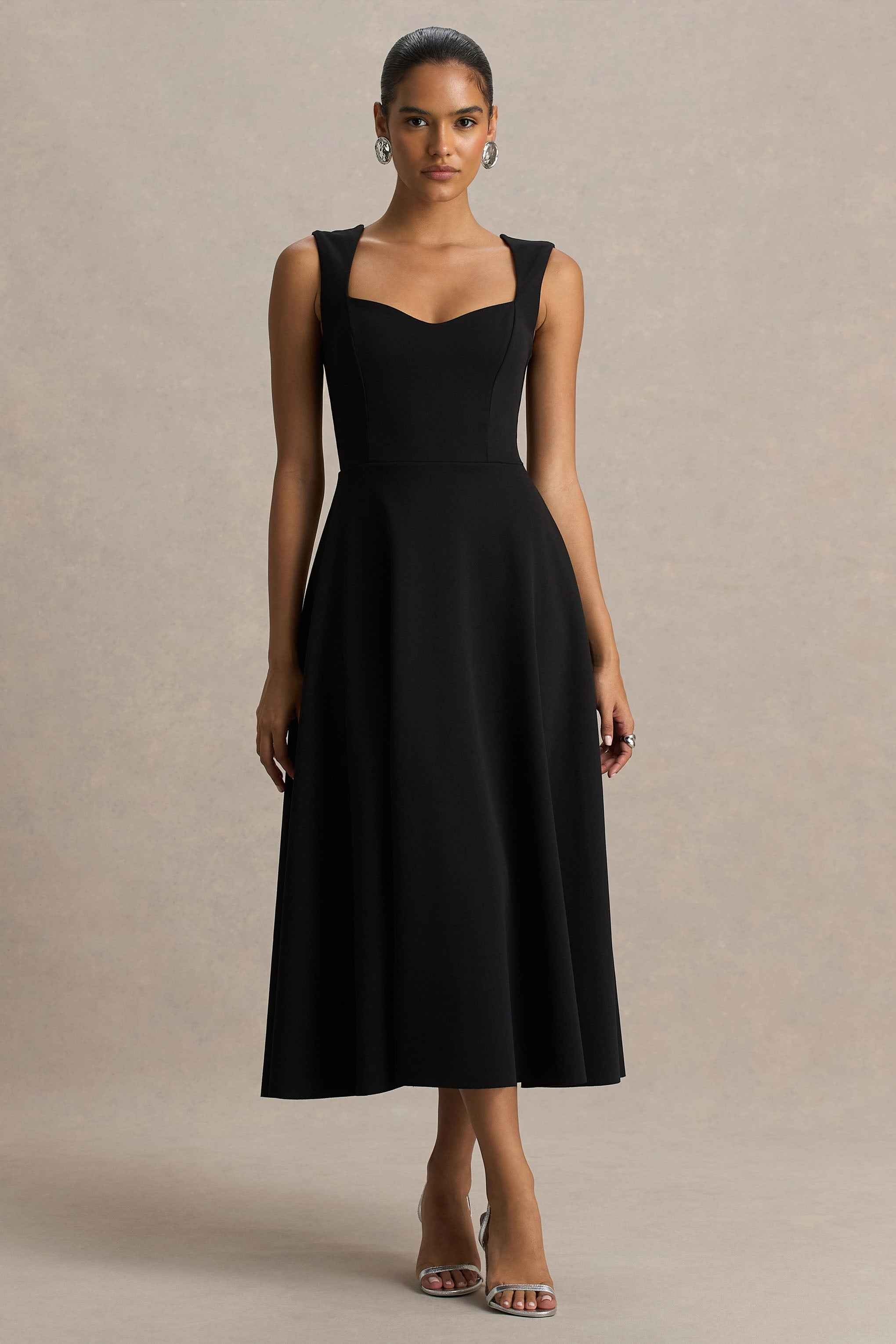 Andromeda Midi Dress - Black Sweetheart Skater
