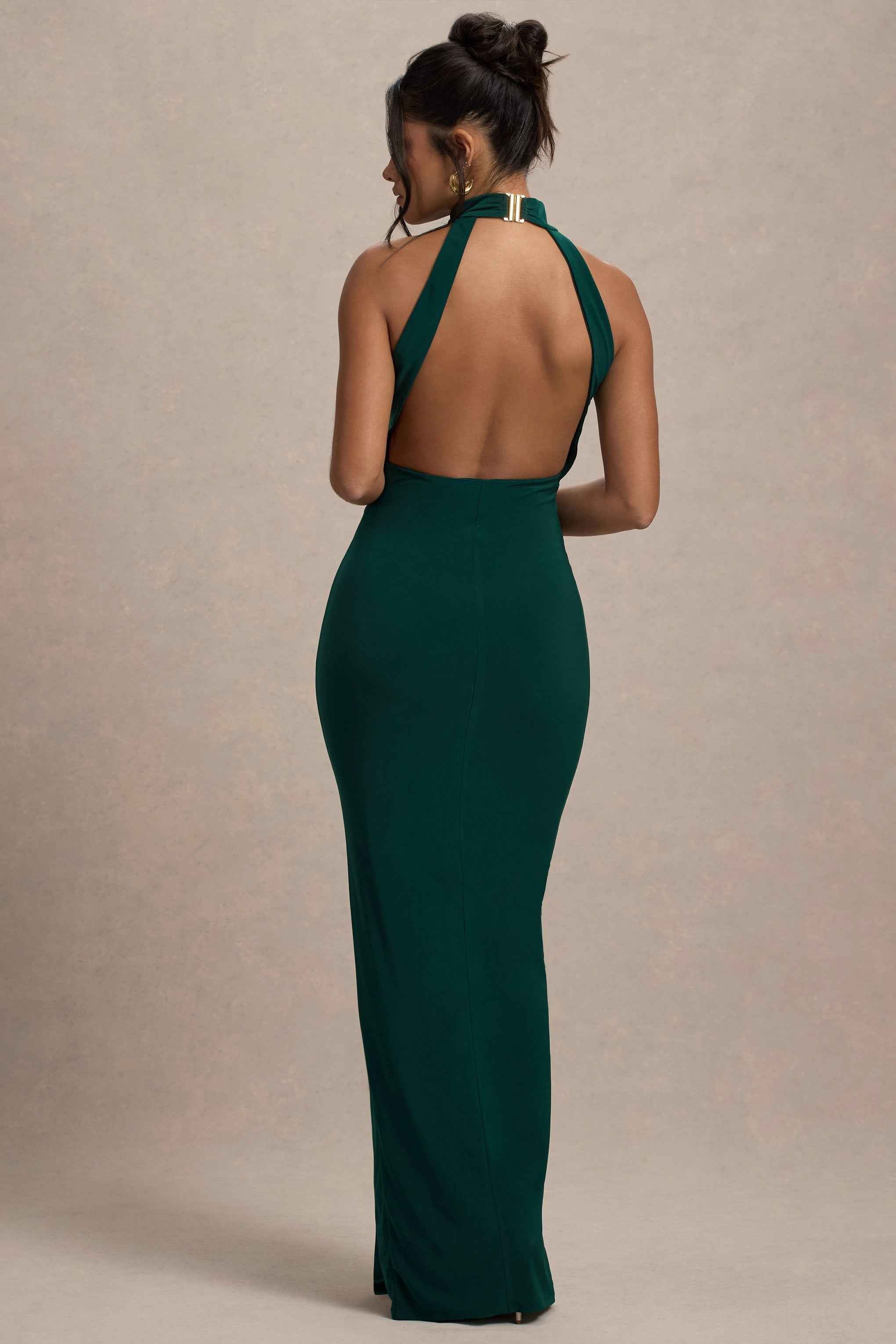 Khari Maxi Dress - Bottle Green Twist Drape