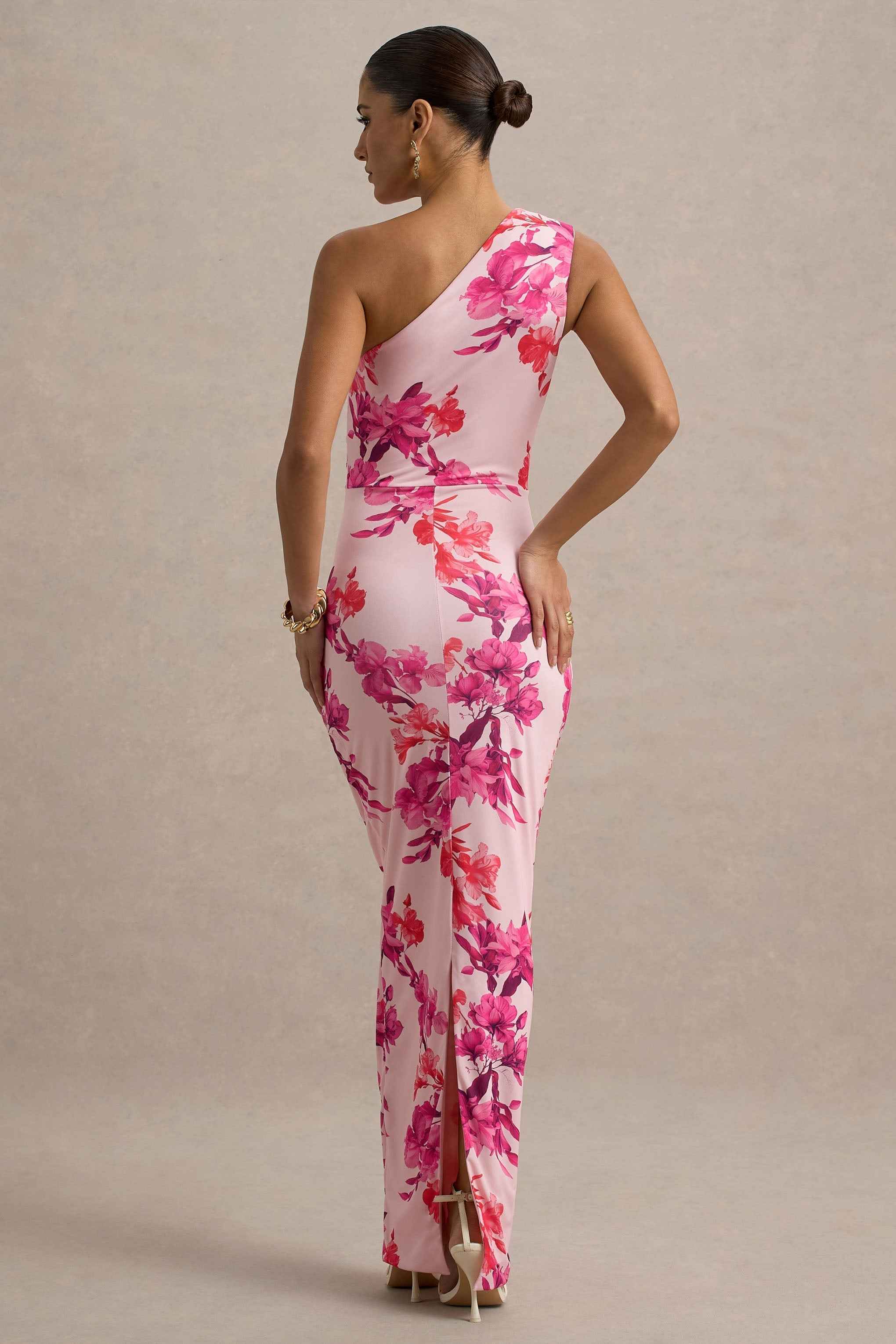 Dalarie Maxi Dress - Pink and Orange Floral Ruched