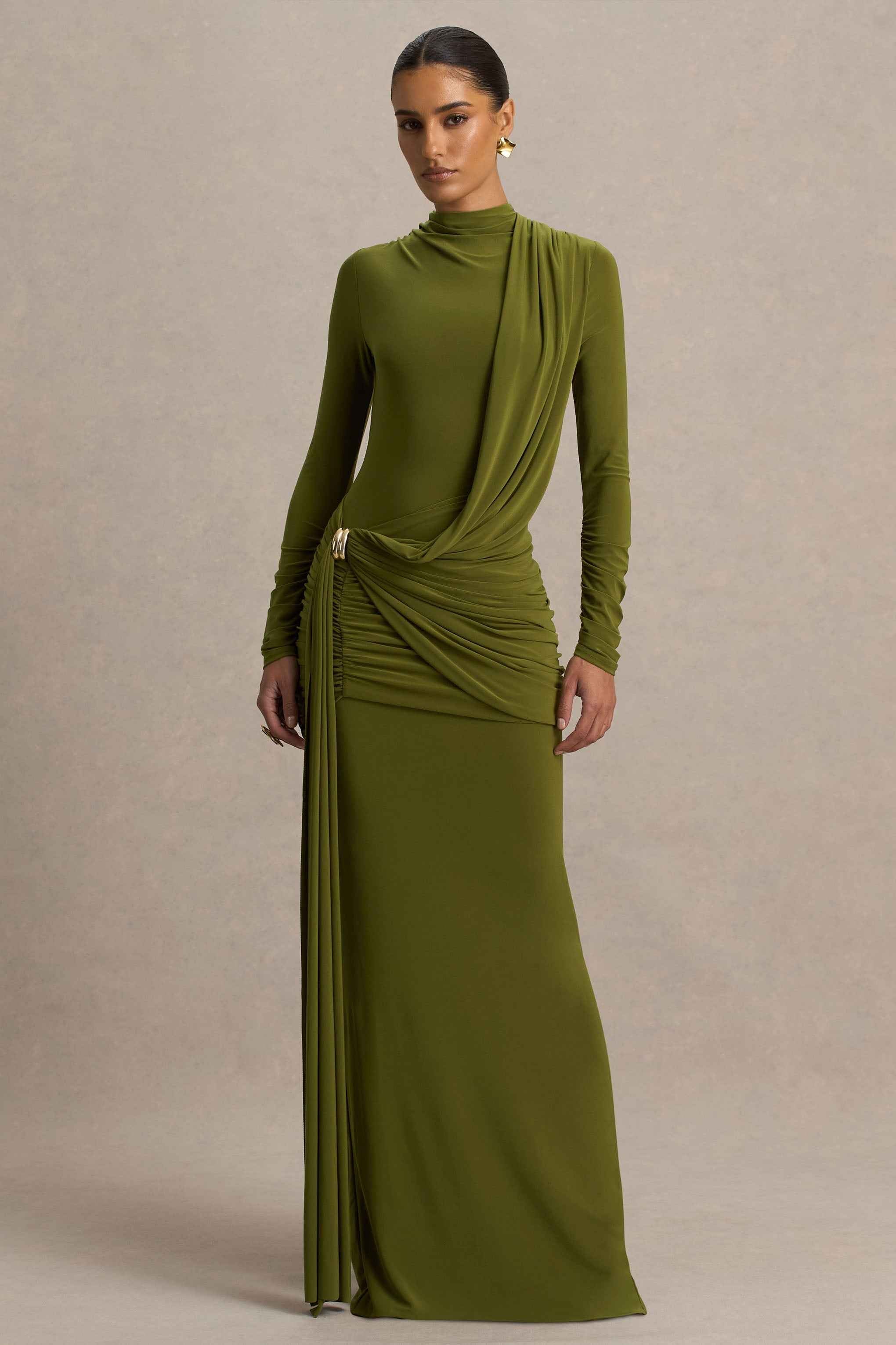 Melissa Maxi Dress - Olive Wrap Draped