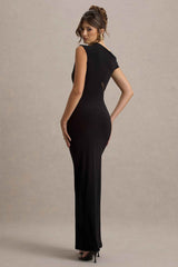 Emily Maxi Dress - Black Asymmetric Mesh