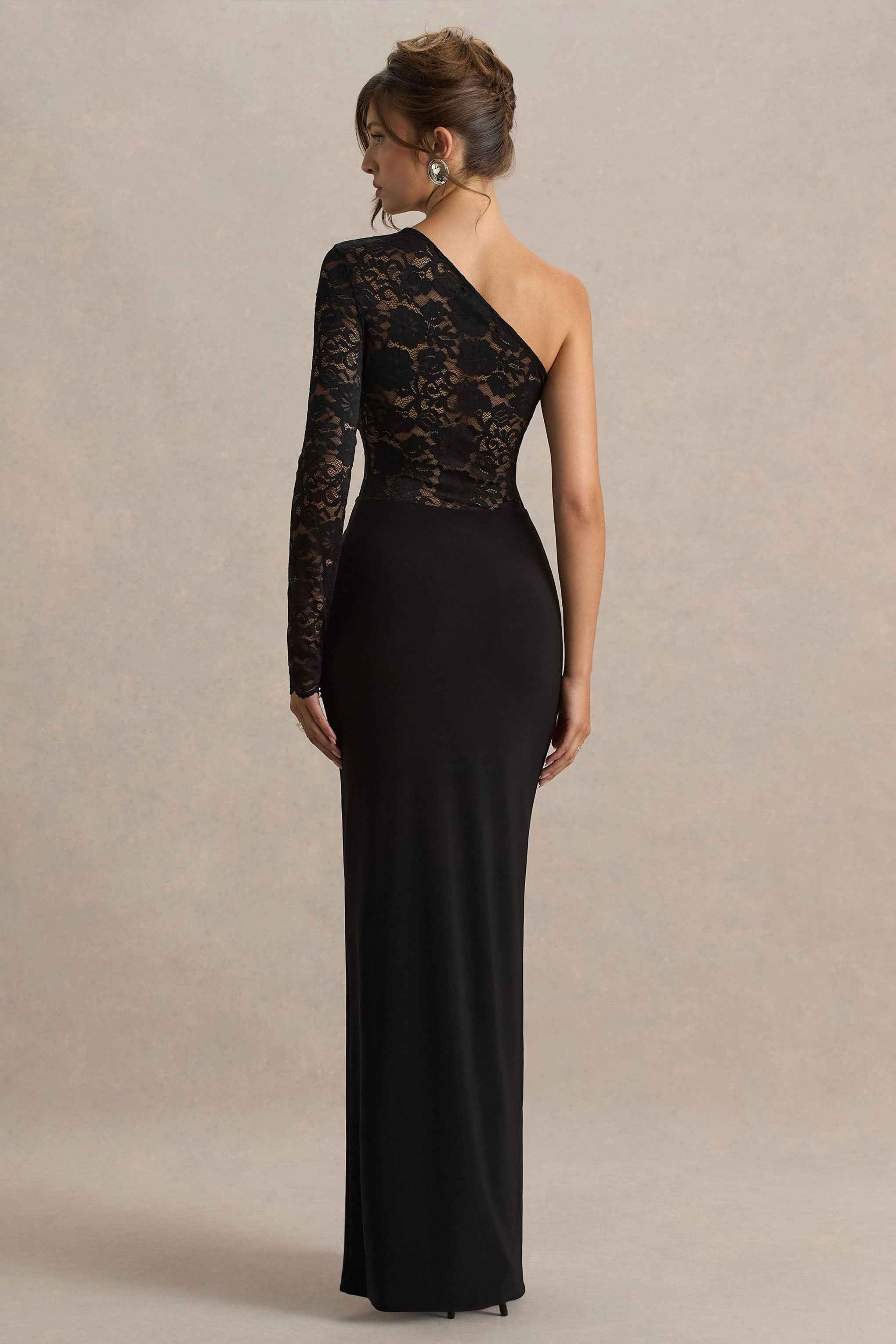 Melody Maxi Dress - Black Lace Asymmetric