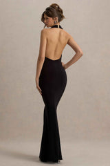 Milani Maxi Dress - Black Cowl Neck Fishtail