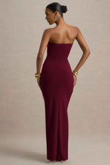 Ali Maxi Dress - Burgundy Ruched Wrap