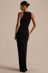 Black Crew-Neck Maxi Dress