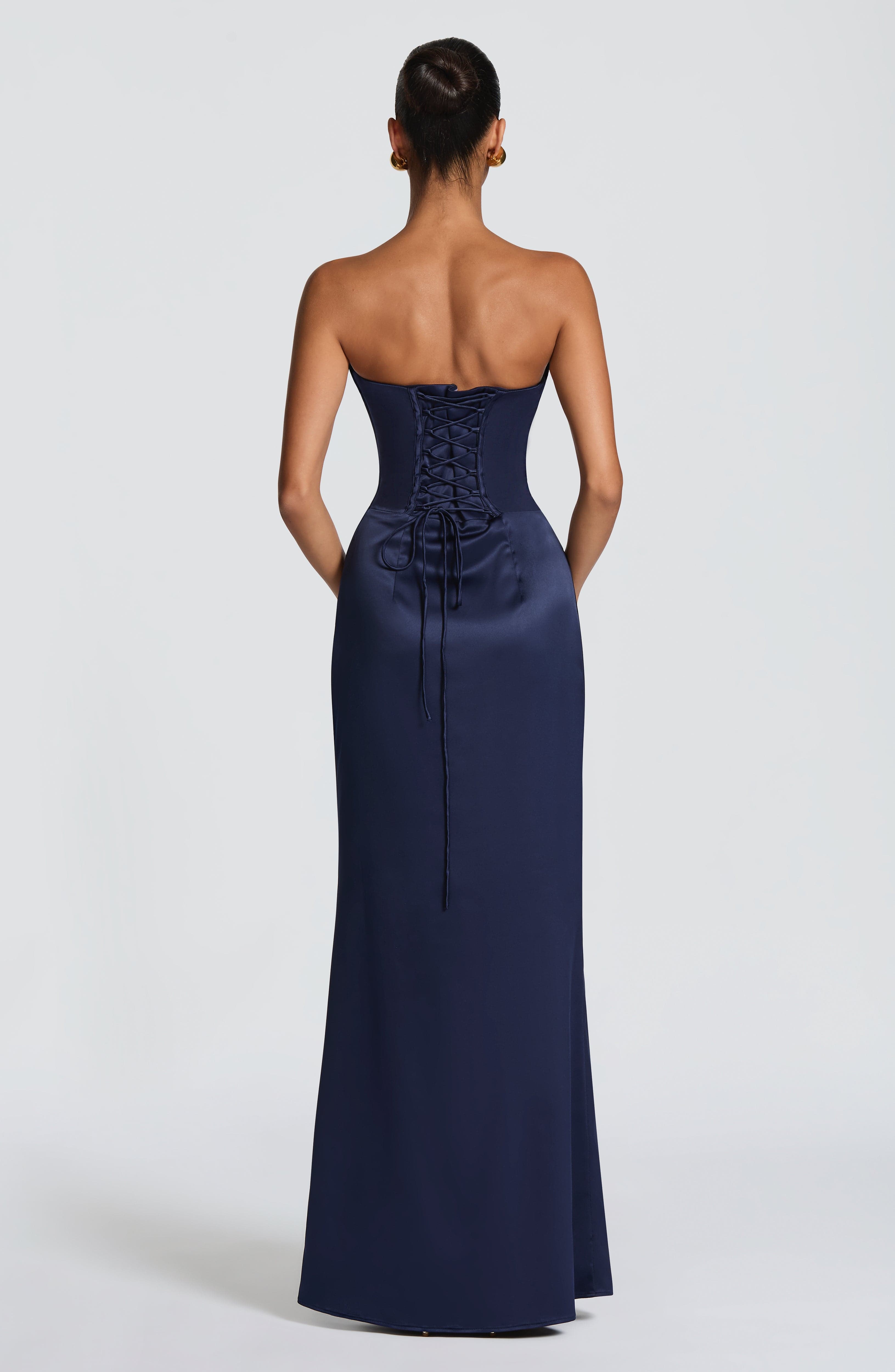 Vessa Maxi Dress - Navy Satin Strapless